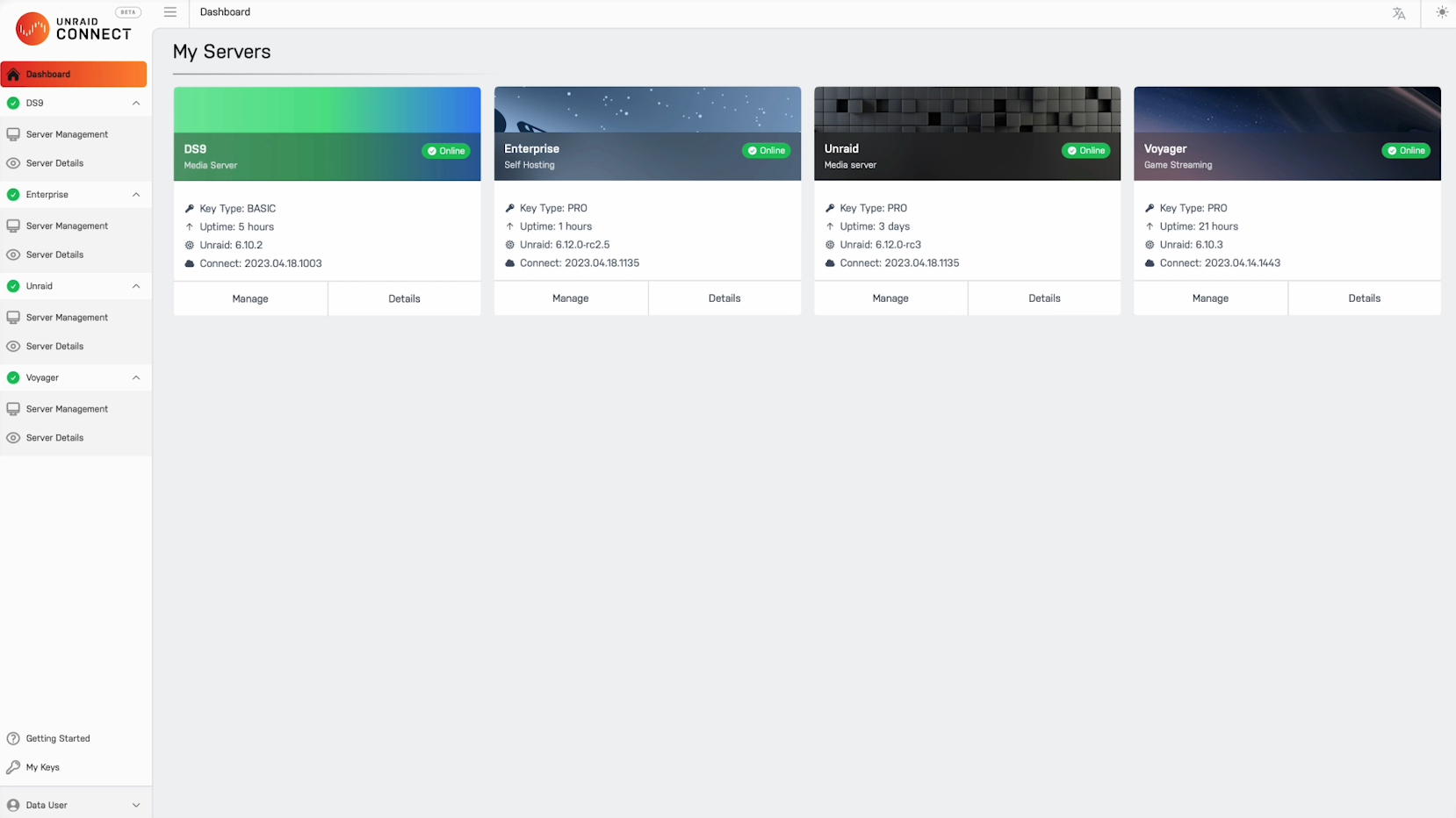Unraid Connect Dashboard